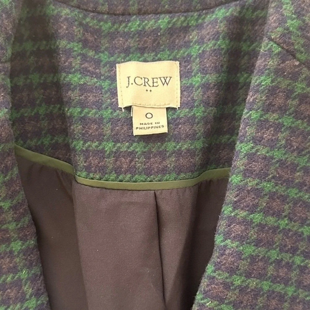 J. Crew Dark Green Checkered Blazer